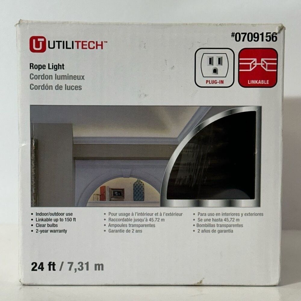 Utilitech #0709156 Rope Light 24 Feet | Indoor/Outdoor Use